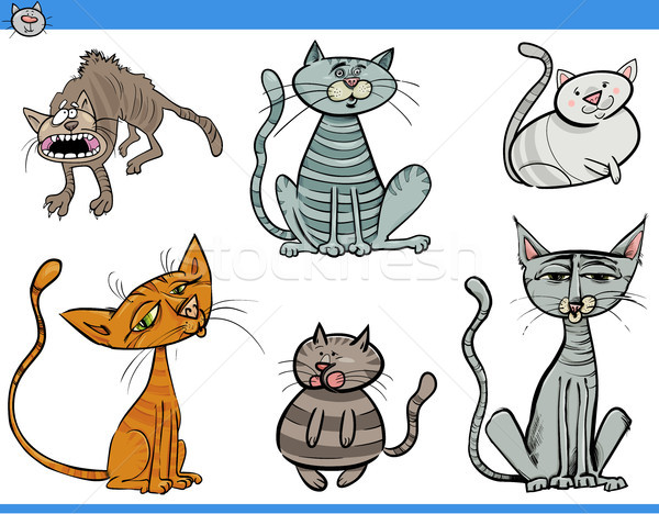 ストックフォト: 猫 · セット · 漫画 · 実例 · 猫