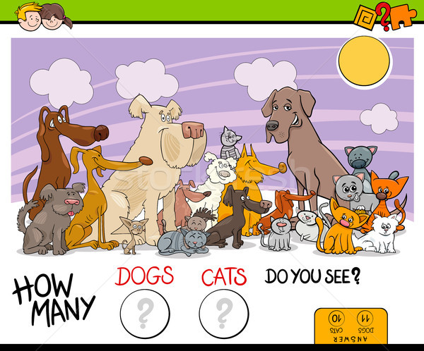 Chiens Chats Activité Jeu Cartoon Illustration