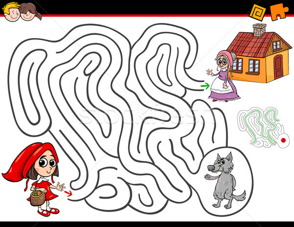 cartoon maze activity with little red riding hood Stock photo © izakowski