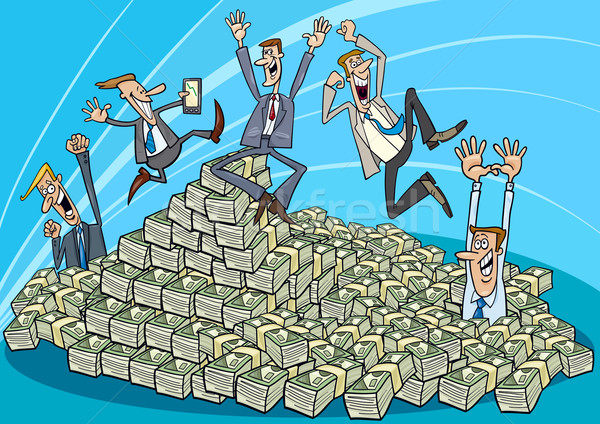 Stock photo: Happy businessmen and heap of money