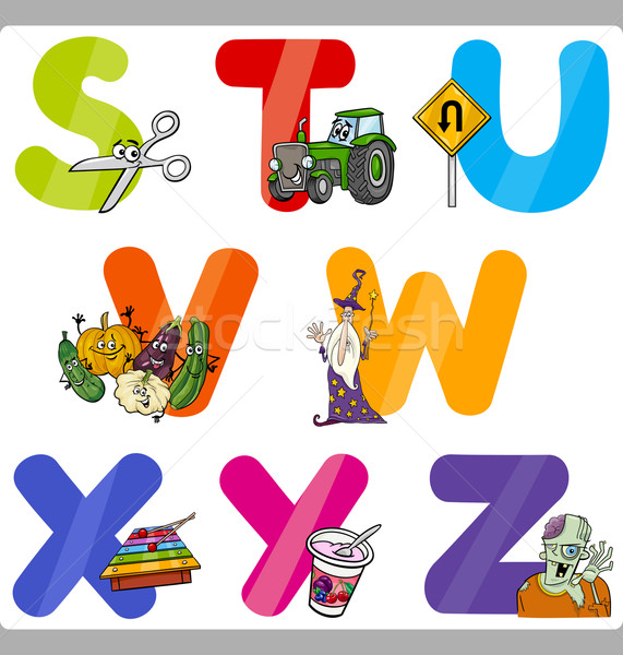 Bildung Karikatur Alphabet Briefe Kinder Illustration Stock foto © izakowski