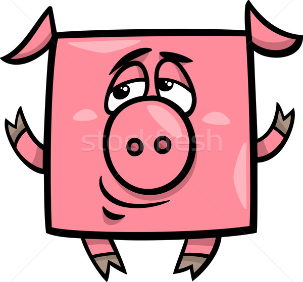 square pig cartoon illustration Stock photo © izakowski