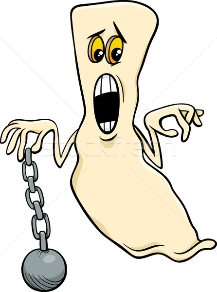 ghost with chain cartoon illustration Stock photo © izakowski