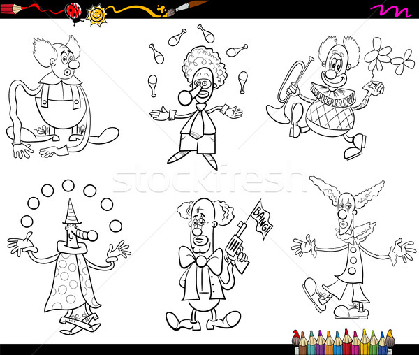 circus clowns set coloring book Stock photo © izakowski