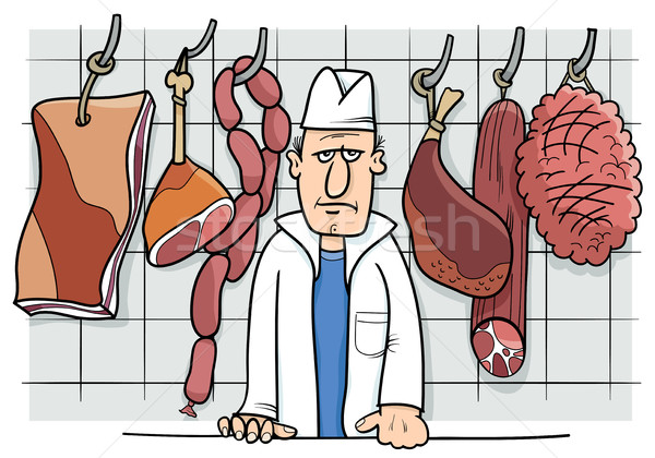 Fleischer Laden Karikatur Illustration Fleisch Essen Vektor Grafiken C Igor Zakowski Izakowski Stockfresh