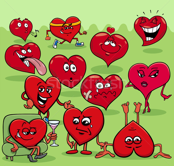 valentine hearts cartoon illustration love group Stock photo © izakowski