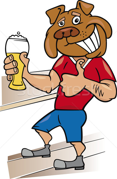 bulldog man with glass of beer Stock photo © izakowski