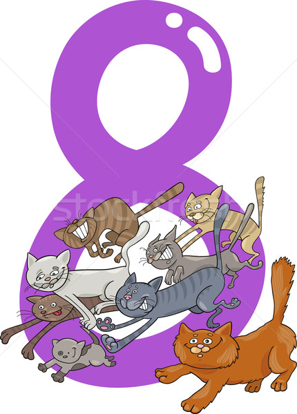 number eight and 8 cats Stock photo © izakowski