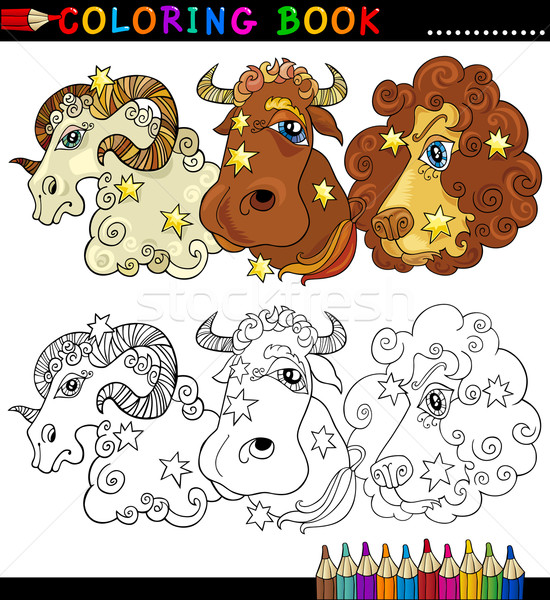 Stock photo: Fantasy animals characters for coloring