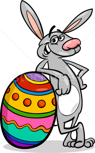 Stock photo: bunny and easter egg cartoon illustration