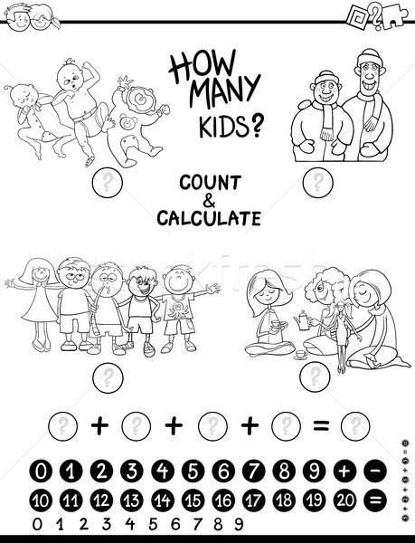 count and calculate game coloring page Stock photo © izakowski