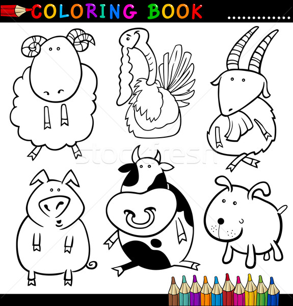 Animales libro para colorear página Cartoon ilustración funny Foto stock © izakowski