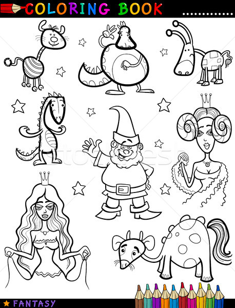 Fantasy Characters for coloring book Stock photo © izakowski