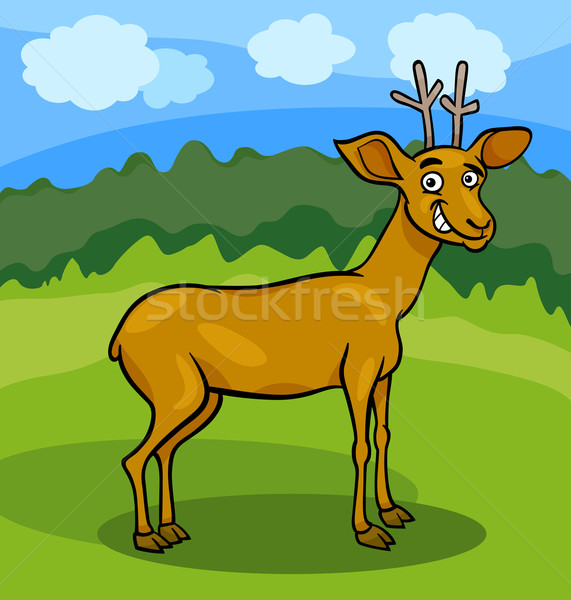 wild deer cartoon illustration Stock photo © izakowski