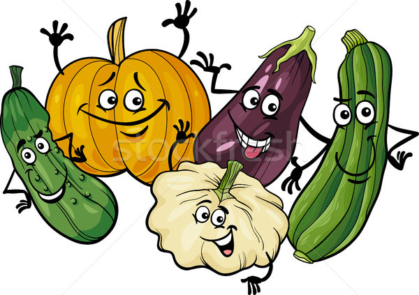 cucurbit vegetables group cartoon illustration Stock photo © izakowski