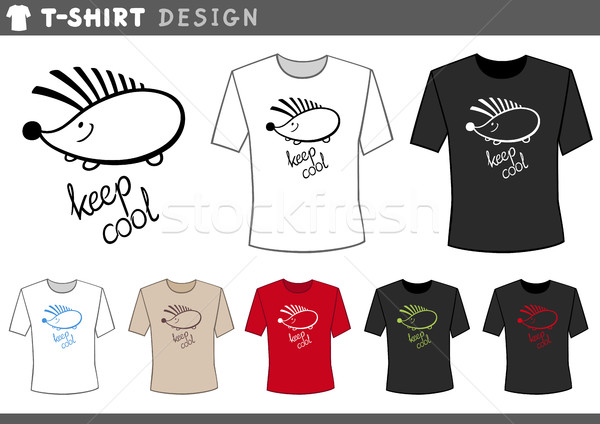 Stockfoto: Ontwerp · egel · illustratie · tshirt · ontwerpsjabloon