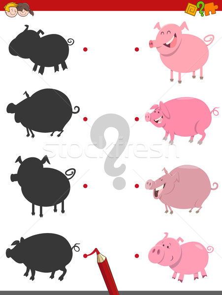 Schaduw activiteit varkens cartoon illustratie vinden Stockfoto © izakowski