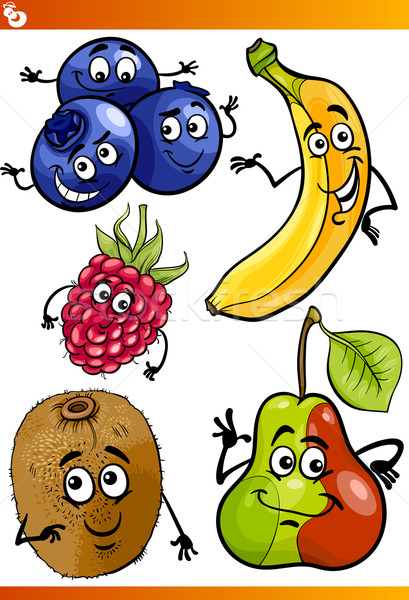 funny fruits cartoon illustration set Stock photo © izakowski