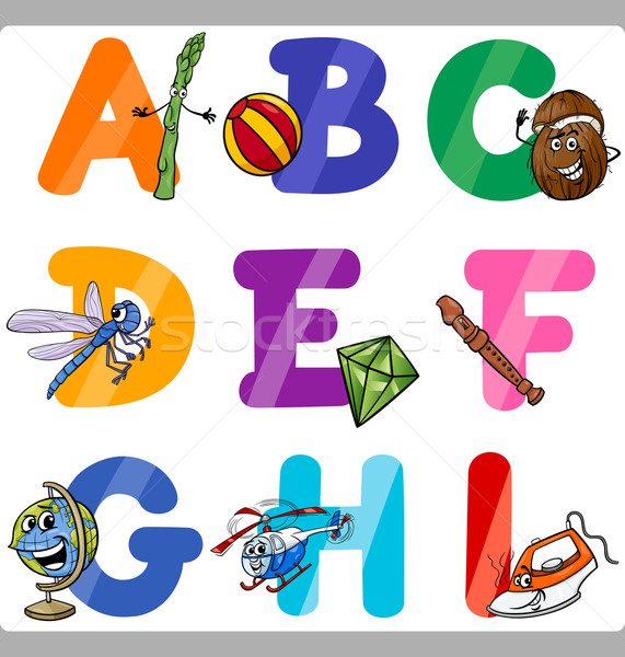 Educaţie desen animat alfabet litere copii ilustrare Imagine de stoc © izakowski