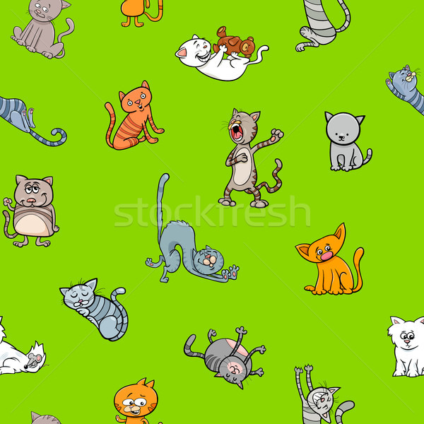 cartoon wallpaper design with cats Stock photo © izakowski