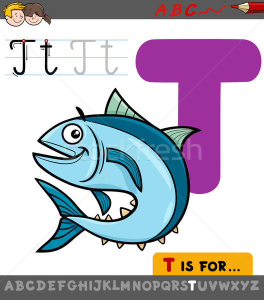 Letter T With Cartoon Tuna Fish Vector Illustration C Igor Zakowski Izakowski 8265054 Stockfresh