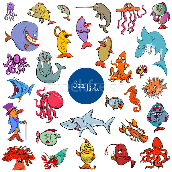 cartoon sea life animal characters collection Stock photo © izakowski