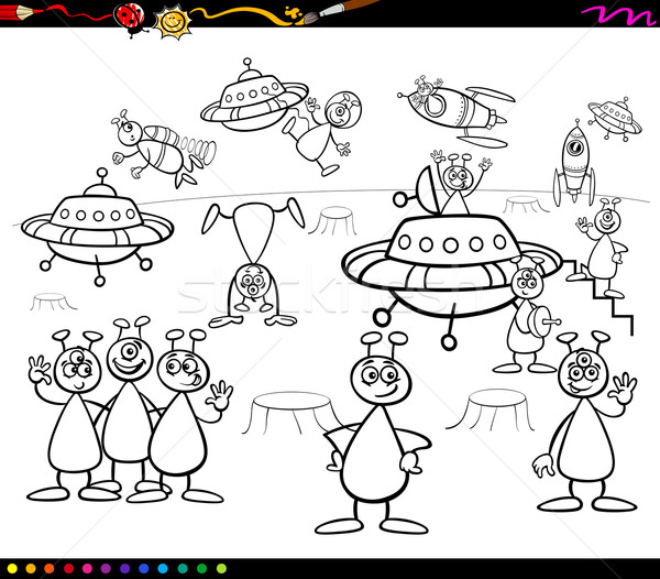 aliens cartoon coloring book Stock photo © izakowski