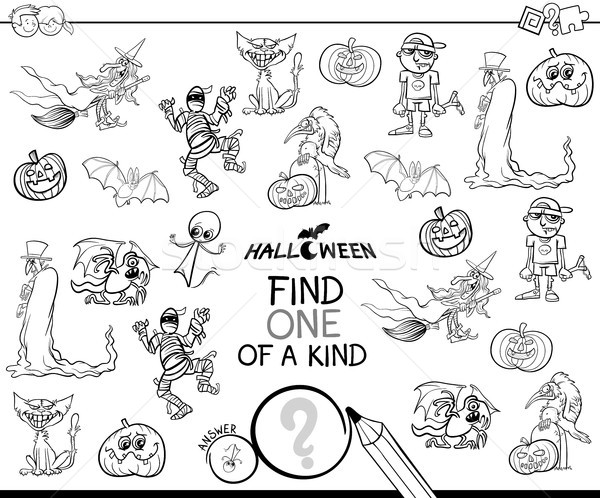 one of a kind with Halloween characterss color book Stock photo © izakowski