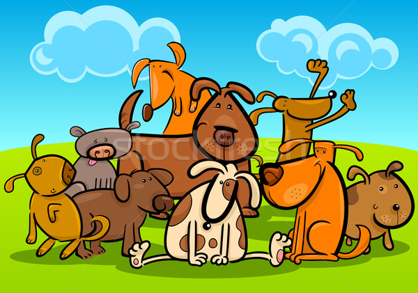 Cartoon Group of Cute Dogs Stock photo © izakowski