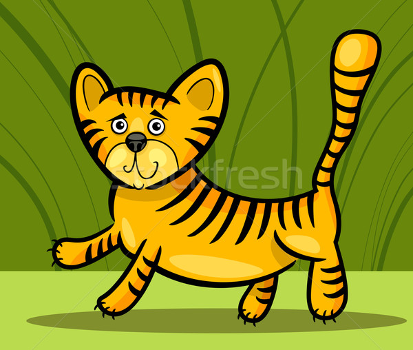 Stock photo: cartoon illustration of little tiger