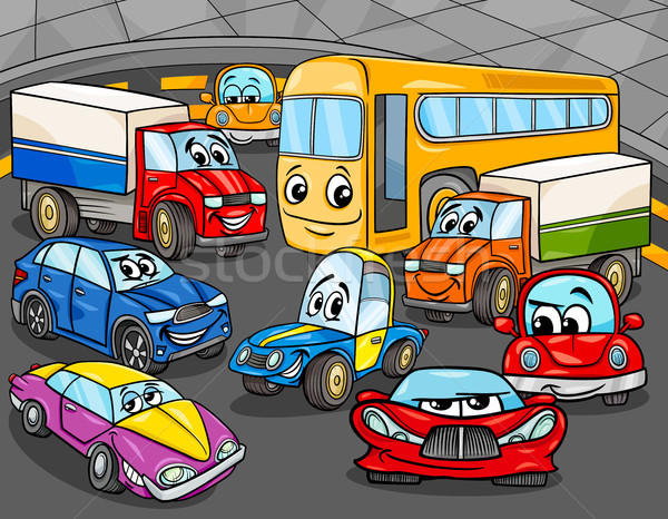 Araba araçlar karikatür grup örnek Stok fotoğraf © izakowski