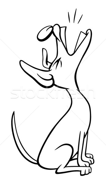 barking or howling dog cartoon coloring book Stock photo © izakowski