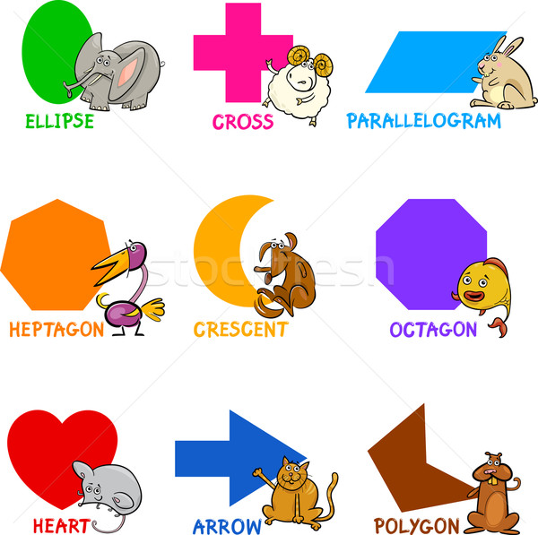 Stock photo: Basic Geometric Shapes with Cartoon Animals