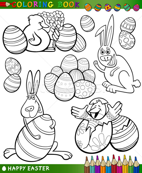 easter cartoon themes for coloring Stock photo © izakowski