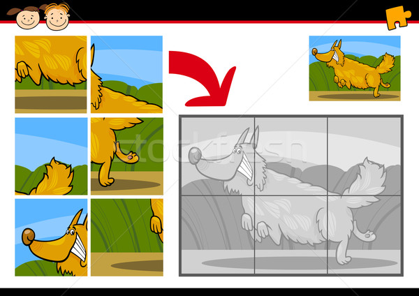 Rajz kutya kirakós játék játék illusztráció oktatás Stock fotó © izakowski