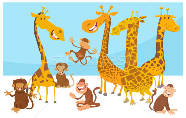 Safari cartoon illustratie gelukkig Stockfoto © izakowski