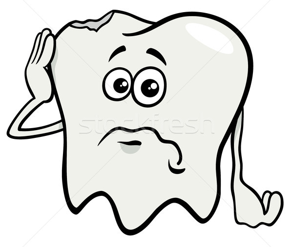 sad tooth cartoon character with cavity Stock photo © izakowski