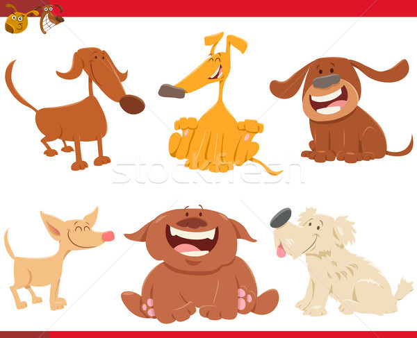 cute happy dogs cartoon characters Stock photo © izakowski