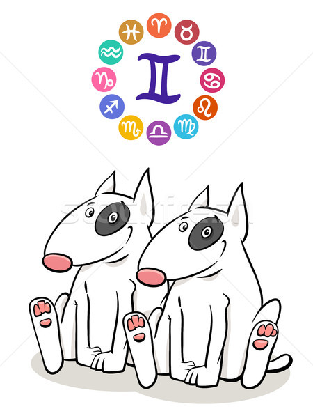 Gemini Zodiac sign with cartoon dog Stock photo © izakowski