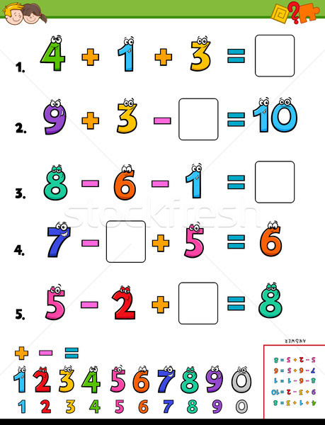 Matemáticas cálculo educativo juego ninos Cartoon Foto stock © izakowski