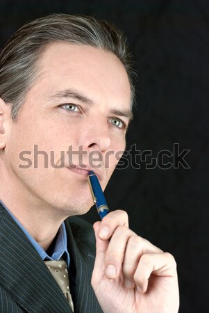 üzletember toll száj közelkép gondolkodik üzlet Stock fotó © jackethead