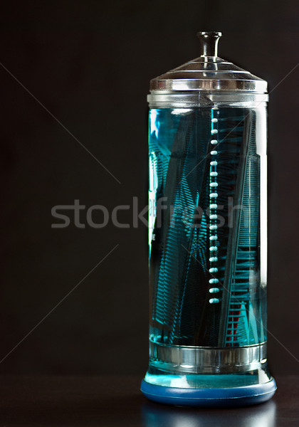 Szalon fertőtlenítőszer közelkép üveg konténer tele Stock fotó © jackethead
