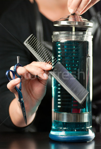 Közelkép fésű üveg konténer tele nő Stock fotó © jackethead
