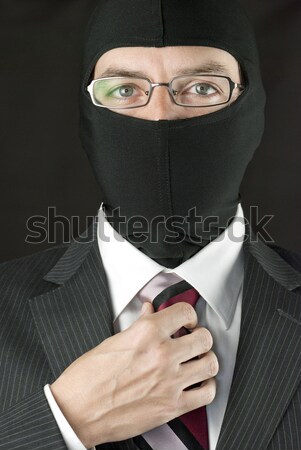Businessman Wearing Balaclava Gives The Finger Stock photo © jackethead