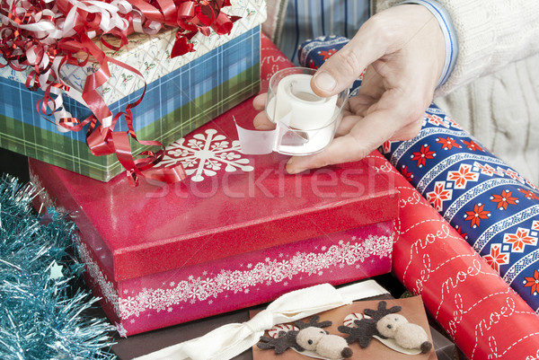 Stockfoto: Man · tape · geschenk