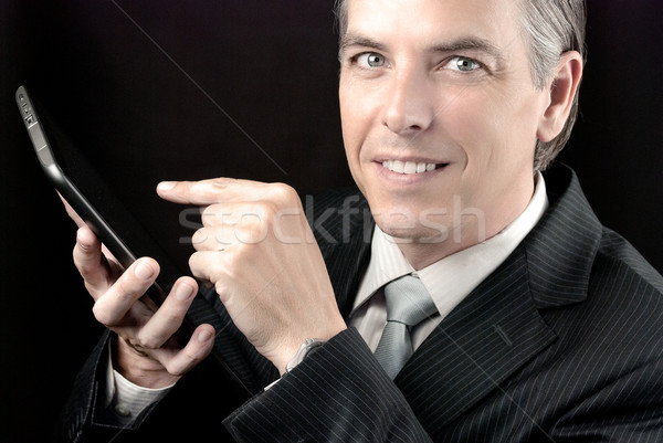üzletember tabletta közelkép üzlet technológia siker Stock fotó © jackethead
