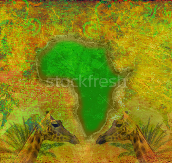 Stock fotó: Grunge · földrész · Afrika · térkép · absztrakt · terv