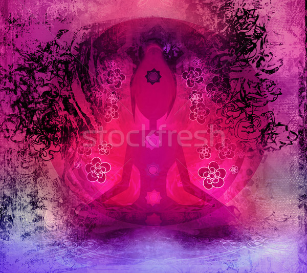 Foto stock: Yoga · loto · plantean · chakra · puntos