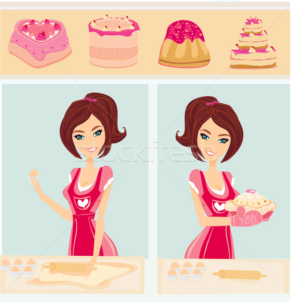 housewife bakes cakes and cookies Stock photo © JackyBrown