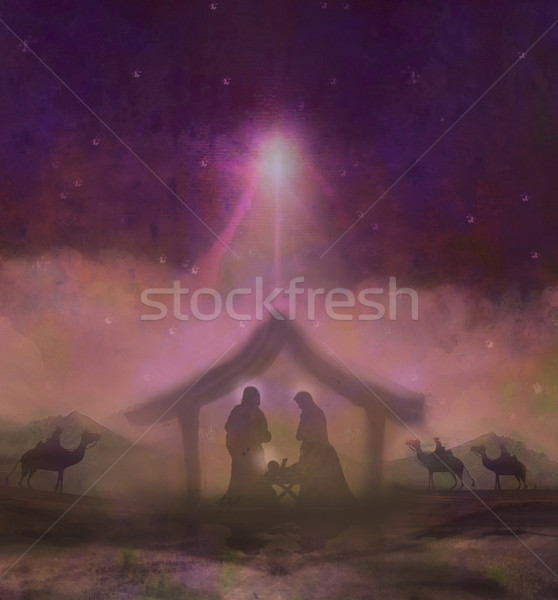 Biblical scene - birth of Jesus in Bethlehem.  Stock photo © JackyBrown